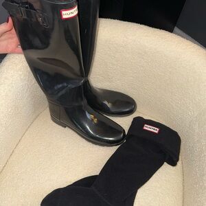 Hunter Black Over the Knee Boots